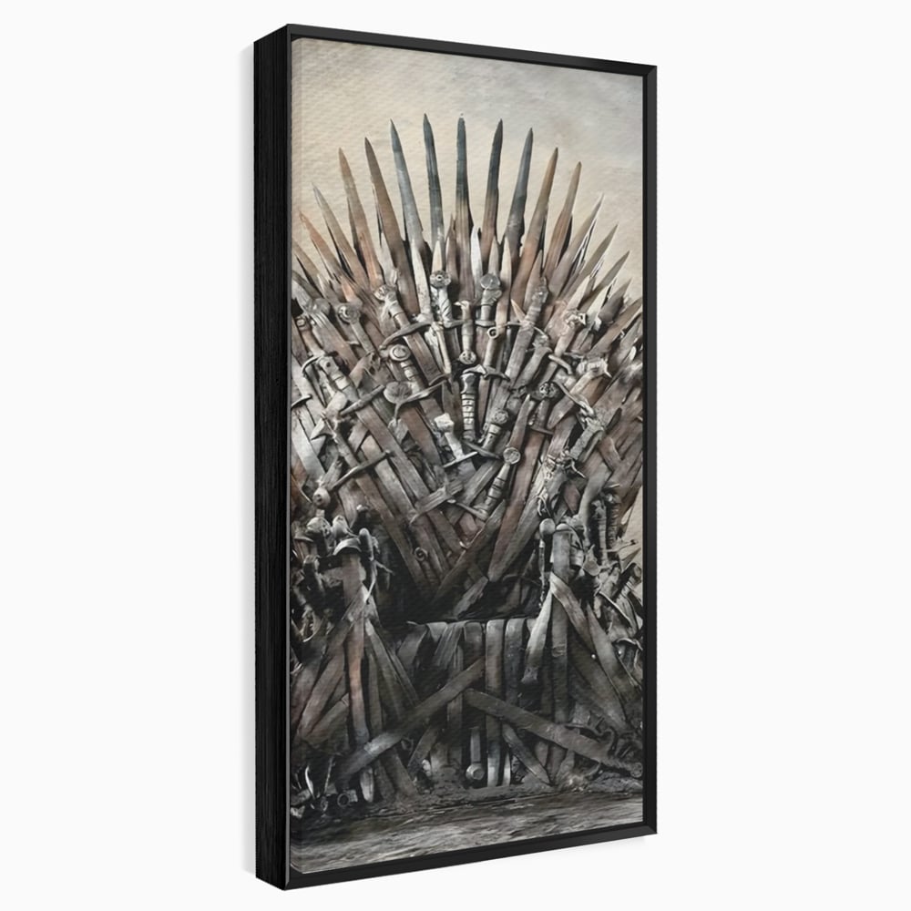 Tablou canvas cu tablou canvas cu tronul din sabii, in rama de aluminiu negru
